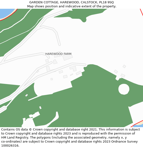 GARDEN COTTAGE, HAREWOOD, CALSTOCK, PL18 9SQ: Location map and indicative extent of plot