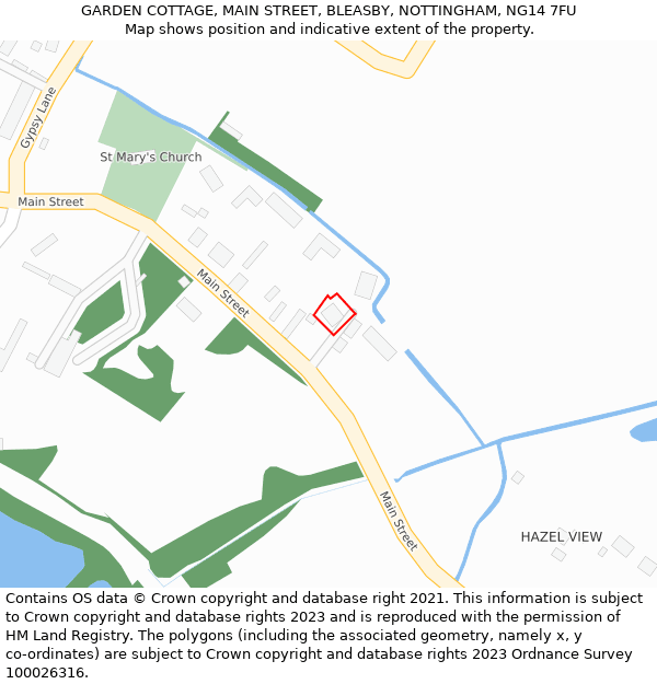 GARDEN COTTAGE, MAIN STREET, BLEASBY, NOTTINGHAM, NG14 7FU: Location map and indicative extent of plot