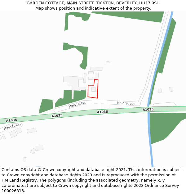 GARDEN COTTAGE, MAIN STREET, TICKTON, BEVERLEY, HU17 9SH: Location map and indicative extent of plot