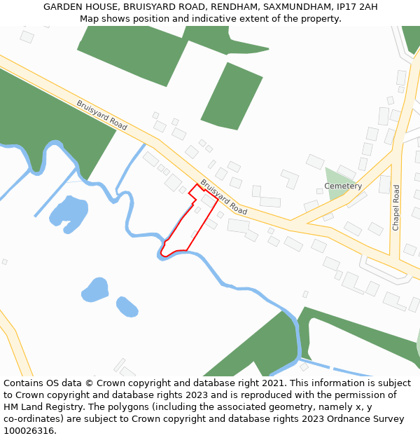 GARDEN HOUSE, BRUISYARD ROAD, RENDHAM, SAXMUNDHAM, IP17 2AH: Location map and indicative extent of plot