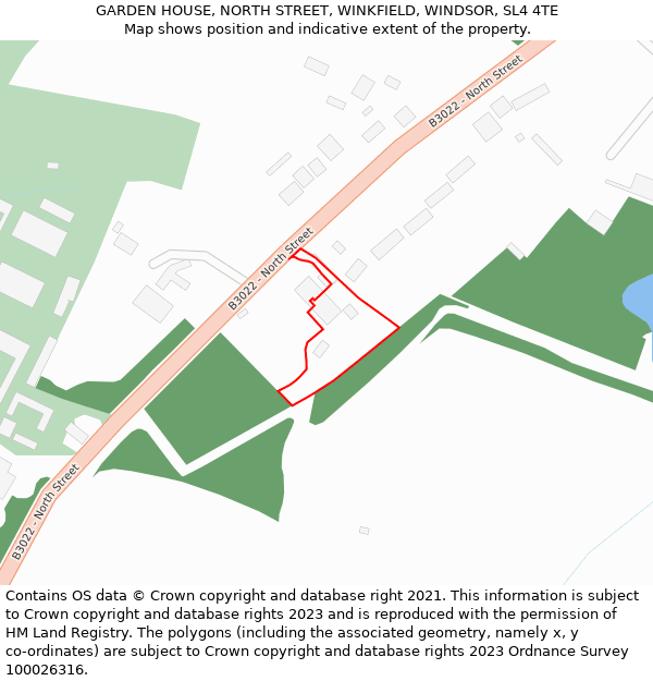 GARDEN HOUSE, NORTH STREET, WINKFIELD, WINDSOR, SL4 4TE: Location map and indicative extent of plot