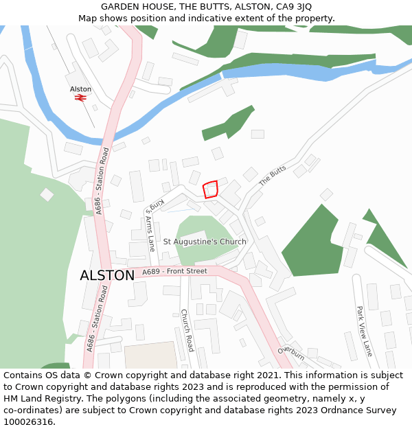 GARDEN HOUSE, THE BUTTS, ALSTON, CA9 3JQ: Location map and indicative extent of plot