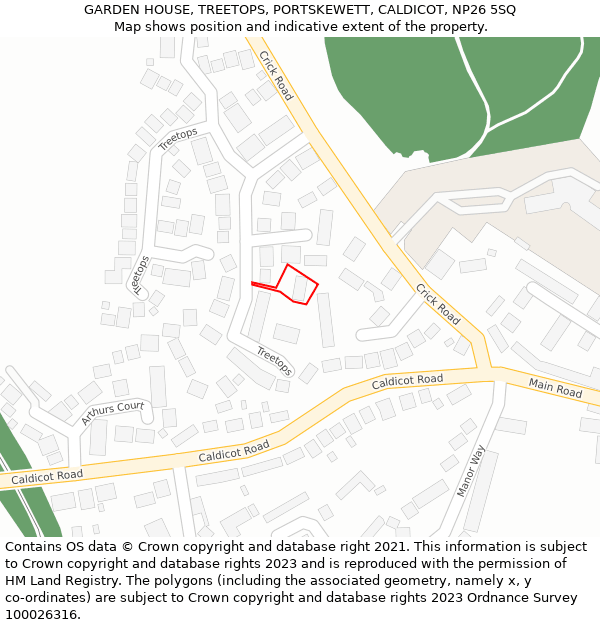 GARDEN HOUSE, TREETOPS, PORTSKEWETT, CALDICOT, NP26 5SQ: Location map and indicative extent of plot