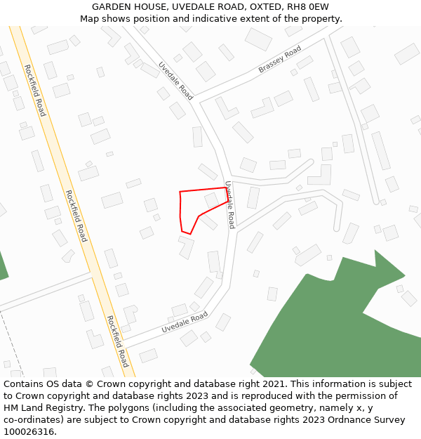 GARDEN HOUSE, UVEDALE ROAD, OXTED, RH8 0EW: Location map and indicative extent of plot