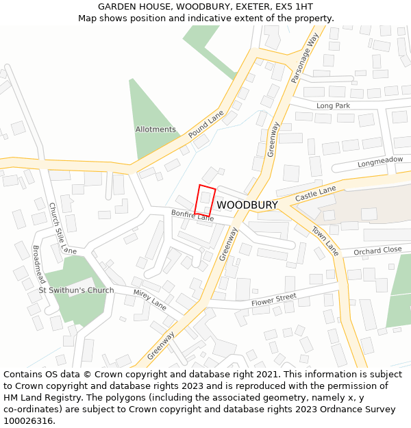 GARDEN HOUSE, WOODBURY, EXETER, EX5 1HT: Location map and indicative extent of plot