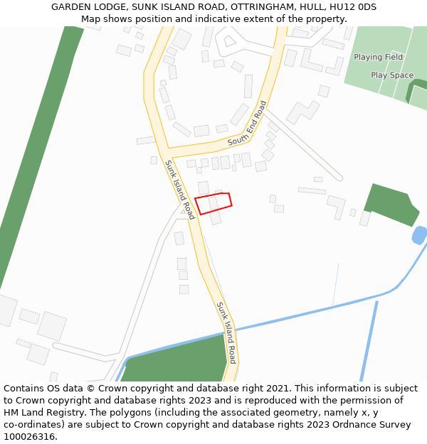 GARDEN LODGE, SUNK ISLAND ROAD, OTTRINGHAM, HULL, HU12 0DS: Location map and indicative extent of plot
