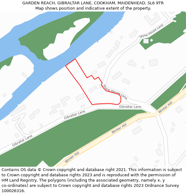 GARDEN REACH, GIBRALTAR LANE, COOKHAM, MAIDENHEAD, SL6 9TR: Location map and indicative extent of plot