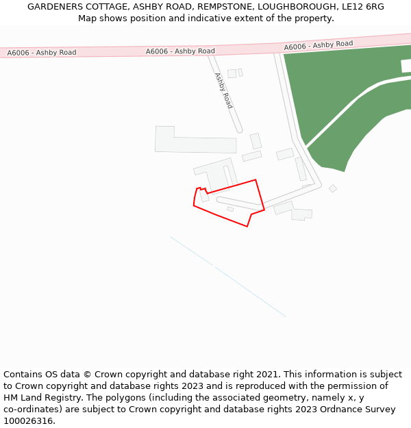 GARDENERS COTTAGE, ASHBY ROAD, REMPSTONE, LOUGHBOROUGH, LE12 6RG: Location map and indicative extent of plot