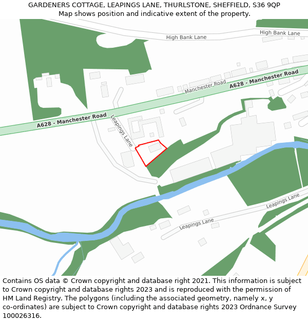 GARDENERS COTTAGE, LEAPINGS LANE, THURLSTONE, SHEFFIELD, S36 9QP: Location map and indicative extent of plot