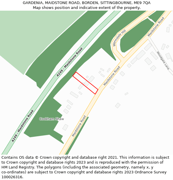 GARDENIA, MAIDSTONE ROAD, BORDEN, SITTINGBOURNE, ME9 7QA: Location map and indicative extent of plot