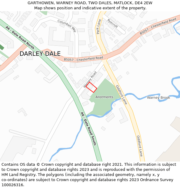 GARTHOWEN, WARNEY ROAD, TWO DALES, MATLOCK, DE4 2EW: Location map and indicative extent of plot