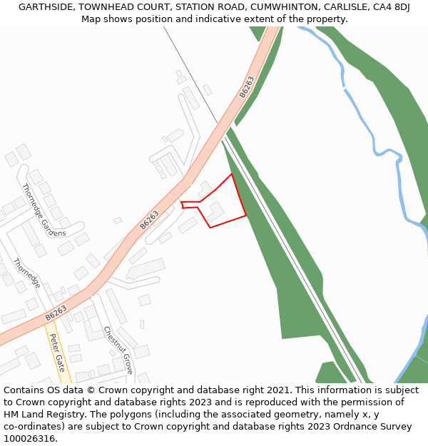 GARTHSIDE, TOWNHEAD COURT, STATION ROAD, CUMWHINTON, CARLISLE, CA4 8DJ: Location map and indicative extent of plot