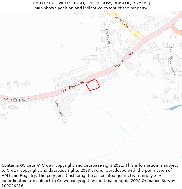 GARTHSIDE, WELLS ROAD, HALLATROW, BRISTOL, BS39 6EJ: Location map and indicative extent of plot