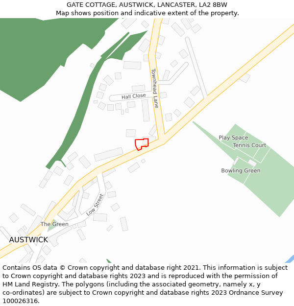 GATE COTTAGE, AUSTWICK, LANCASTER, LA2 8BW: Location map and indicative extent of plot