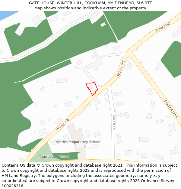 GATE HOUSE, WINTER HILL, COOKHAM, MAIDENHEAD, SL6 9TT: Location map and indicative extent of plot