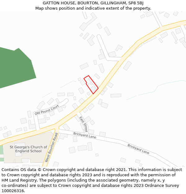 GATTON HOUSE, BOURTON, GILLINGHAM, SP8 5BJ: Location map and indicative extent of plot