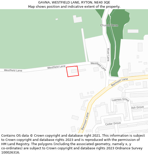 GAVNA, WESTFIELD LANE, RYTON, NE40 3QE: Location map and indicative extent of plot