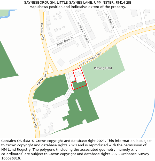 GAYNESBOROUGH, LITTLE GAYNES LANE, UPMINSTER, RM14 2JB: Location map and indicative extent of plot