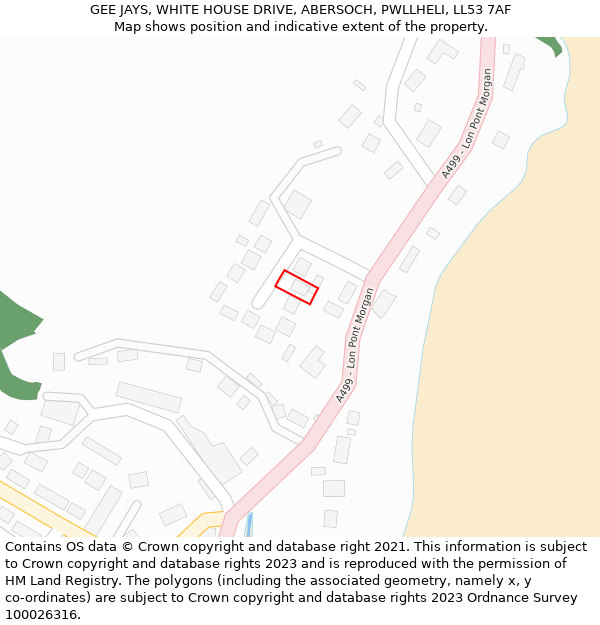 GEE JAYS, WHITE HOUSE DRIVE, ABERSOCH, PWLLHELI, LL53 7AF: Location map and indicative extent of plot