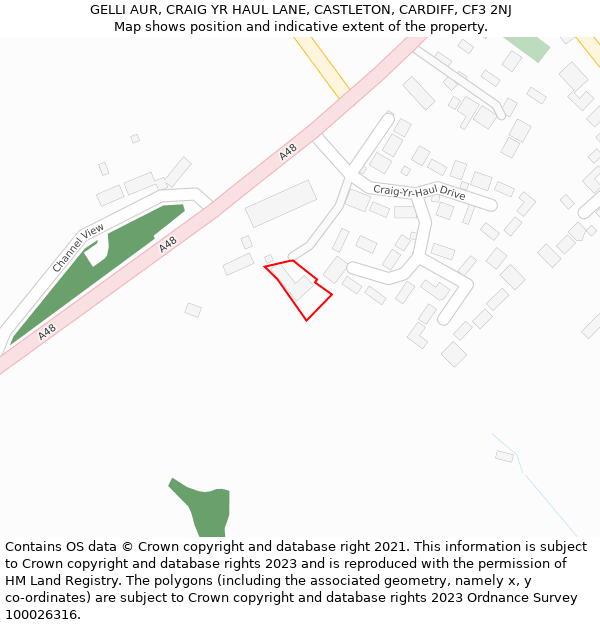 GELLI AUR, CRAIG YR HAUL LANE, CASTLETON, CARDIFF, CF3 2NJ: Location map and indicative extent of plot