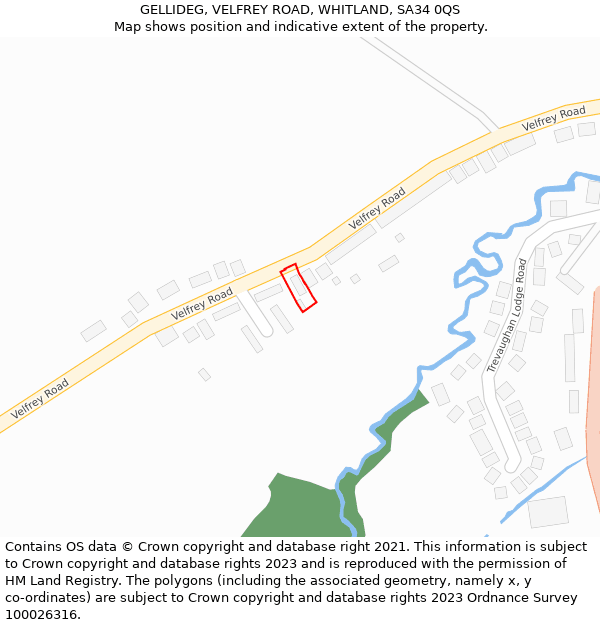 GELLIDEG, VELFREY ROAD, WHITLAND, SA34 0QS: Location map and indicative extent of plot