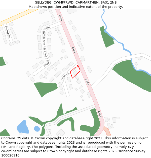 GELLYDEG, CWMFFRWD, CARMARTHEN, SA31 2NB: Location map and indicative extent of plot