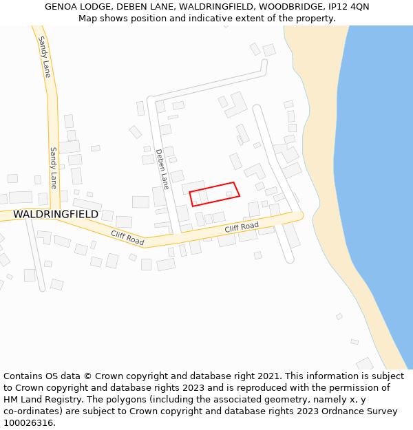 GENOA LODGE, DEBEN LANE, WALDRINGFIELD, WOODBRIDGE, IP12 4QN: Location map and indicative extent of plot