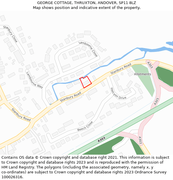 GEORGE COTTAGE, THRUXTON, ANDOVER, SP11 8LZ: Location map and indicative extent of plot