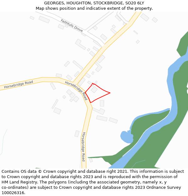 GEORGES, HOUGHTON, STOCKBRIDGE, SO20 6LY: Location map and indicative extent of plot