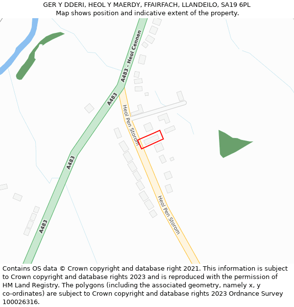 GER Y DDERI, HEOL Y MAERDY, FFAIRFACH, LLANDEILO, SA19 6PL: Location map and indicative extent of plot