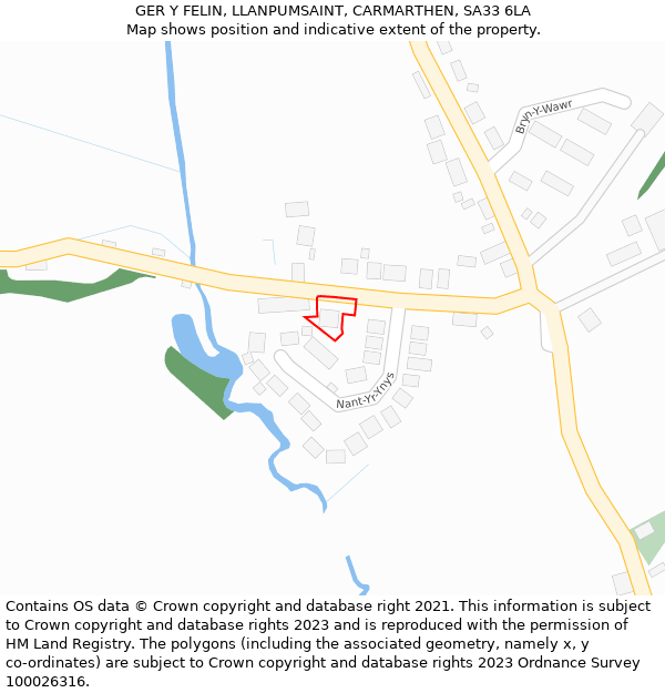 GER Y FELIN, LLANPUMSAINT, CARMARTHEN, SA33 6LA: Location map and indicative extent of plot