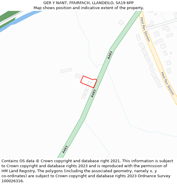 GER Y NANT, FFAIRFACH, LLANDEILO, SA19 6PP: Location map and indicative extent of plot