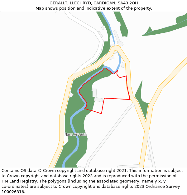 GERALLT, LLECHRYD, CARDIGAN, SA43 2QH: Location map and indicative extent of plot