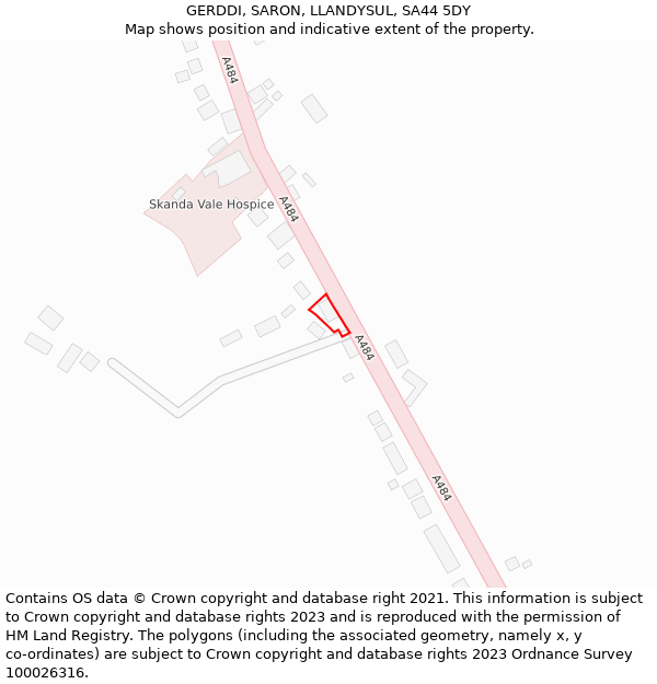 GERDDI, SARON, LLANDYSUL, SA44 5DY: Location map and indicative extent of plot