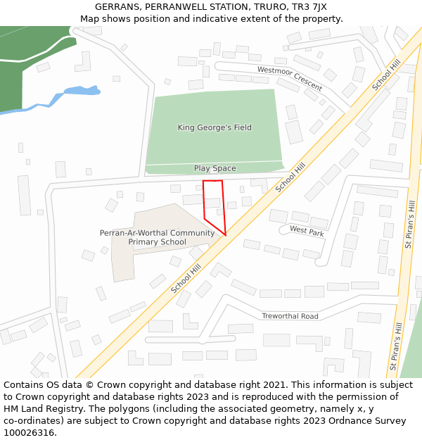 GERRANS, PERRANWELL STATION, TRURO, TR3 7JX: Location map and indicative extent of plot