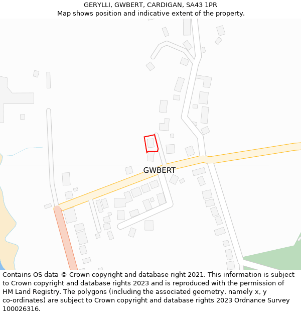 GERYLLI, GWBERT, CARDIGAN, SA43 1PR: Location map and indicative extent of plot