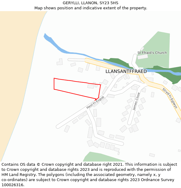 GERYLLI, LLANON, SY23 5HS: Location map and indicative extent of plot