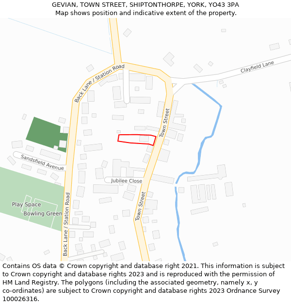 GEVIAN, TOWN STREET, SHIPTONTHORPE, YORK, YO43 3PA: Location map and indicative extent of plot