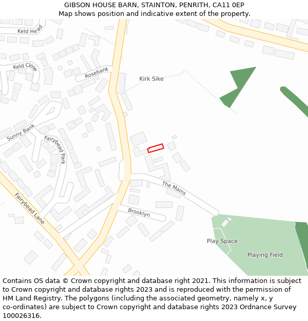 GIBSON HOUSE BARN, STAINTON, PENRITH, CA11 0EP: Location map and indicative extent of plot