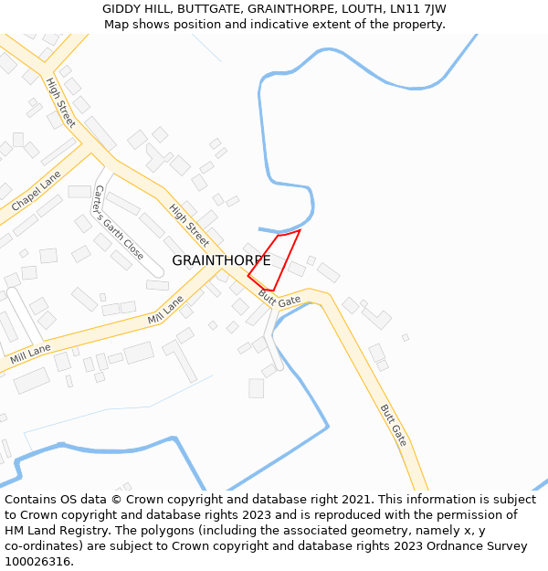 GIDDY HILL, BUTTGATE, GRAINTHORPE, LOUTH, LN11 7JW: Location map and indicative extent of plot