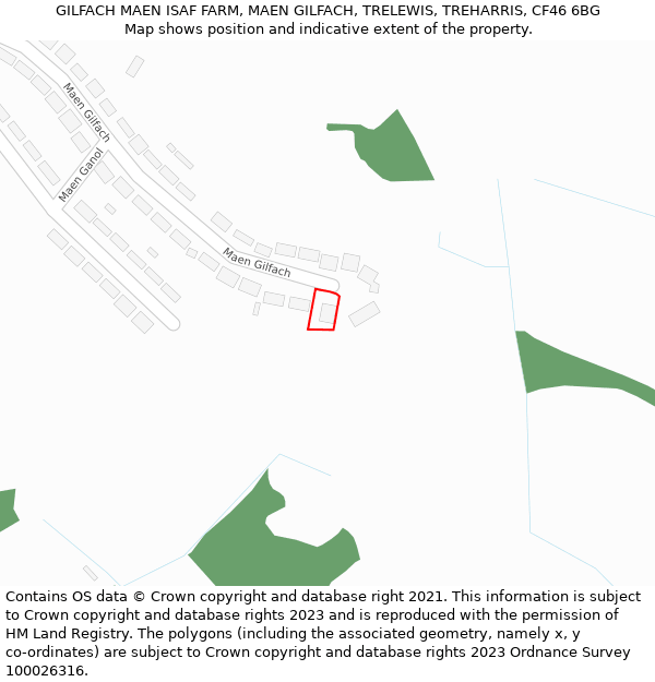 GILFACH MAEN ISAF FARM, MAEN GILFACH, TRELEWIS, TREHARRIS, CF46 6BG: Location map and indicative extent of plot