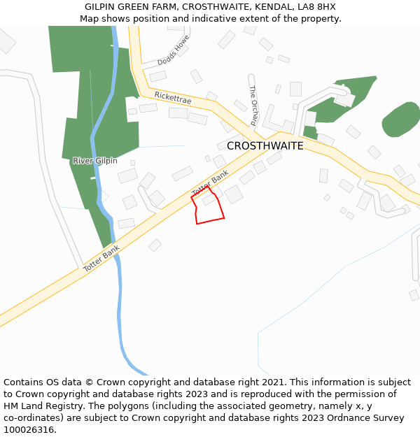 GILPIN GREEN FARM, CROSTHWAITE, KENDAL, LA8 8HX: Location map and indicative extent of plot