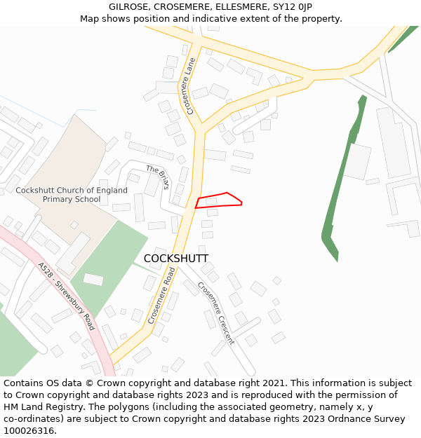 GILROSE, CROSEMERE, ELLESMERE, SY12 0JP: Location map and indicative extent of plot