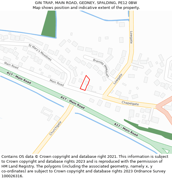 GIN TRAP, MAIN ROAD, GEDNEY, SPALDING, PE12 0BW: Location map and indicative extent of plot