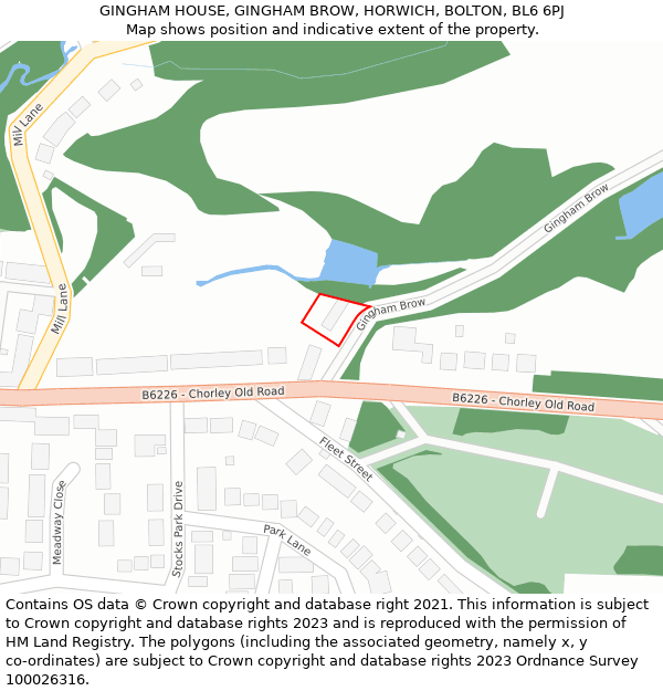 GINGHAM HOUSE, GINGHAM BROW, HORWICH, BOLTON, BL6 6PJ: Location map and indicative extent of plot