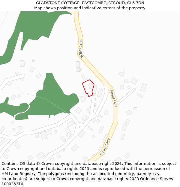 GLADSTONE COTTAGE, EASTCOMBE, STROUD, GL6 7DN: Location map and indicative extent of plot