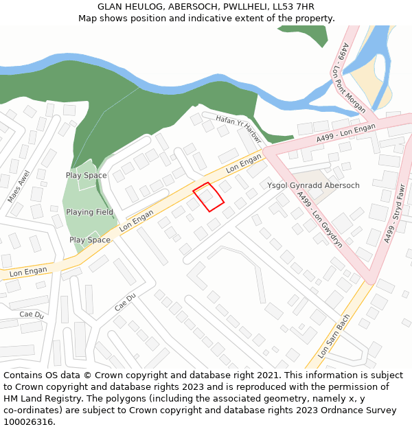 GLAN HEULOG, ABERSOCH, PWLLHELI, LL53 7HR: Location map and indicative extent of plot