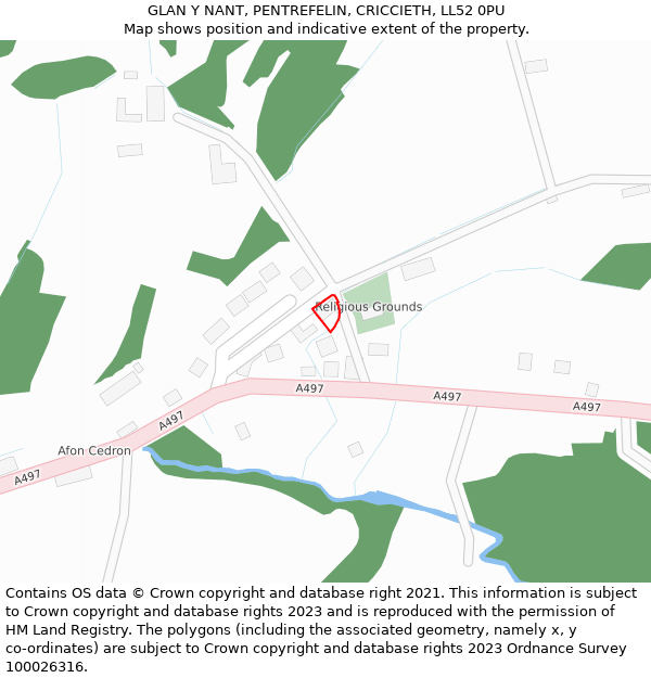 GLAN Y NANT, PENTREFELIN, CRICCIETH, LL52 0PU: Location map and indicative extent of plot