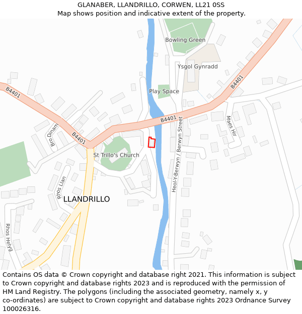 GLANABER, LLANDRILLO, CORWEN, LL21 0SS: Location map and indicative extent of plot