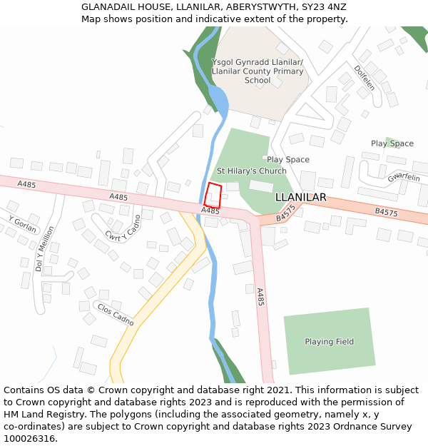 GLANADAIL HOUSE, LLANILAR, ABERYSTWYTH, SY23 4NZ: Location map and indicative extent of plot